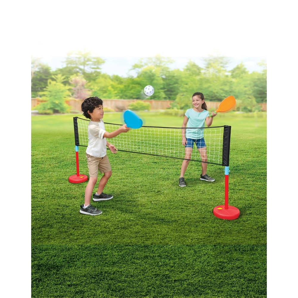 Kids Outdoor Badminton Set with Red and Blue Rackets